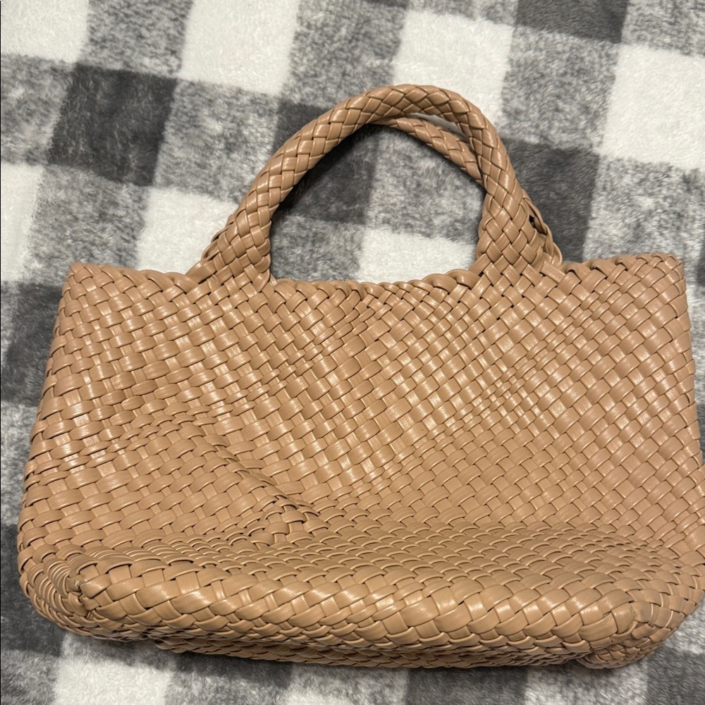 Chic Tan Woven Tote Bag